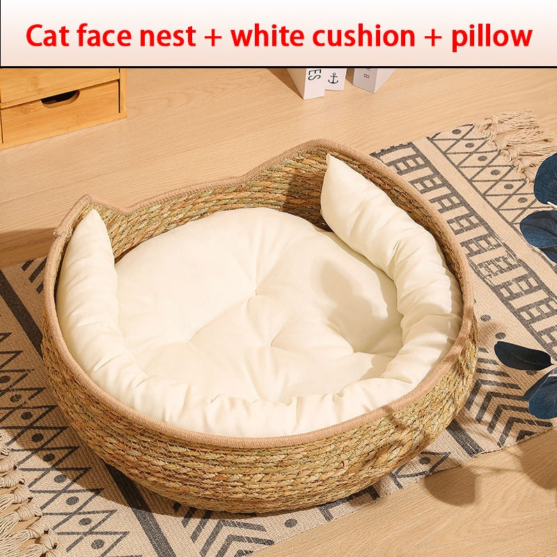 All-Season Woven Cat Bed with Removable Upholstery