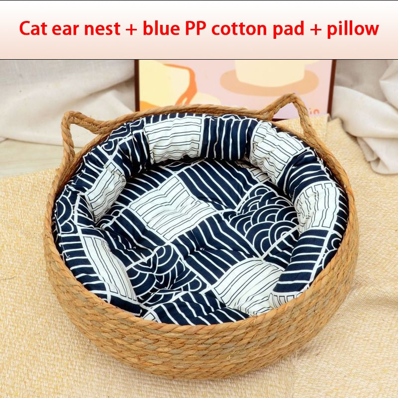 All-Season Woven Cat Bed with Removable Upholstery