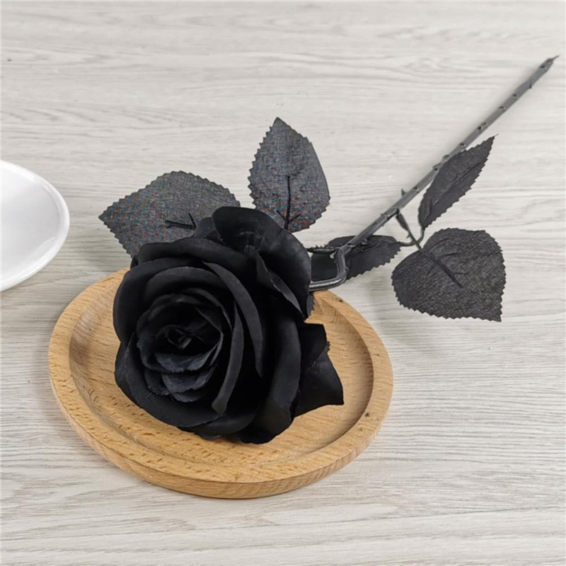 Silk Black Rose Flower Heads