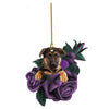 Purple Flower Puppy Christmas Tree Ornament