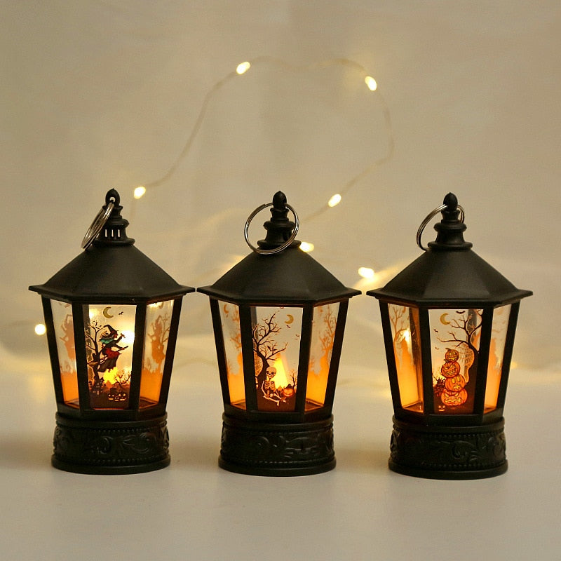 Retro LED Candle Night Light - Pumpkin, Witch, Skeleton