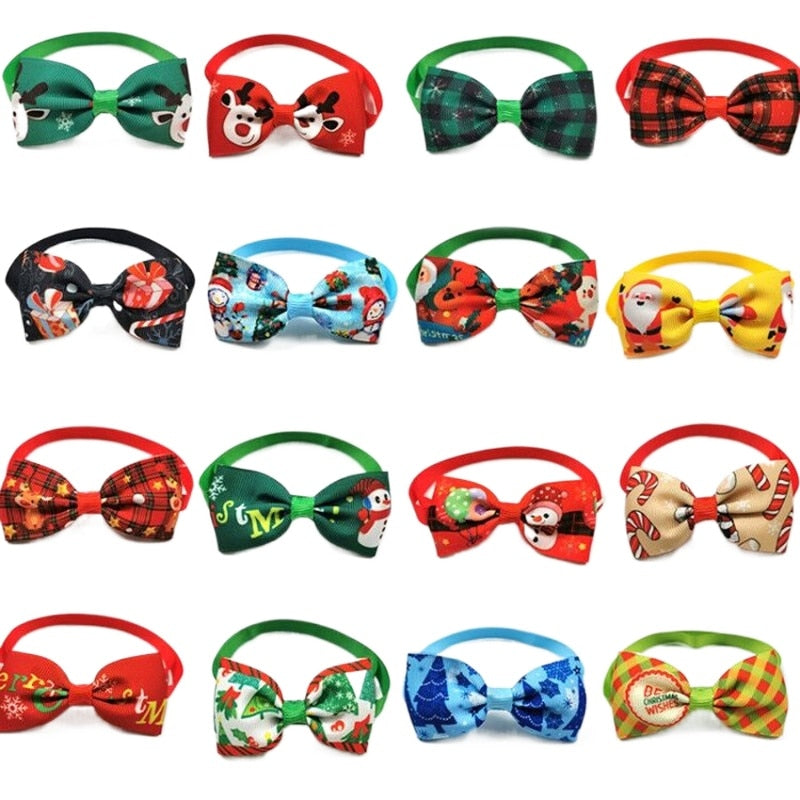 Festive Dog Bow Ties: 50 Pcs Christmas Style