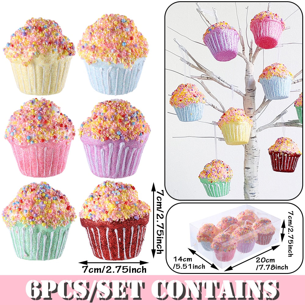 Festive Candy Donuts & Cupcake Ornaments Set