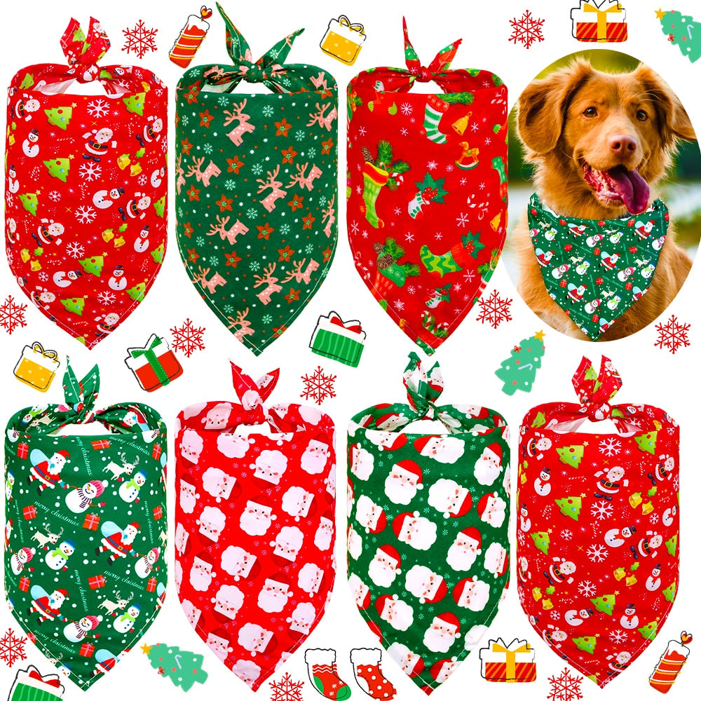 30pcs Christmas Dog Bandana Set