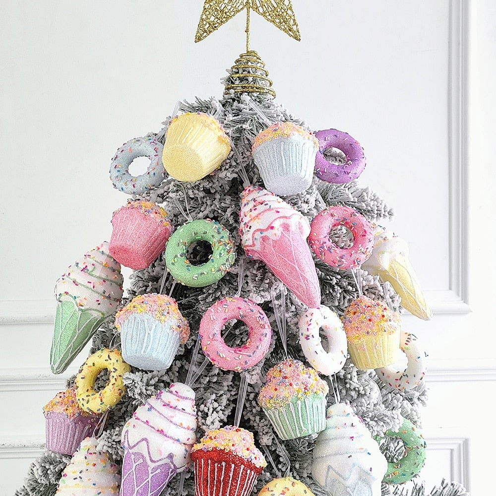 Festive Candy Donuts & Cupcake Ornaments Set