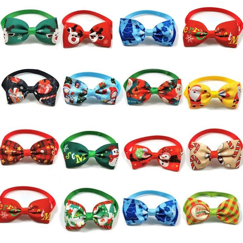 Festive Dog Bow Ties: 50 Pcs Christmas Style