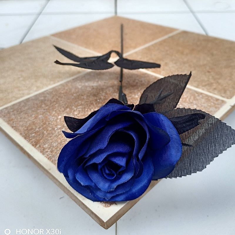 Silk Black Rose Flower Heads