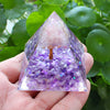 Orgone Pyramid with Amethyst, Peridot, and Healing Crystals