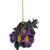 Purple Flower Puppy Christmas Tree Ornament